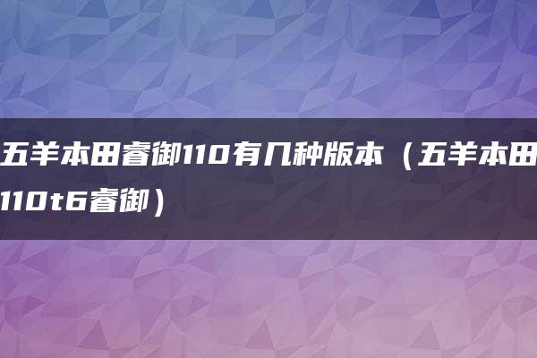 五羊本田睿御110有几种版本（五羊本田110t6睿御）