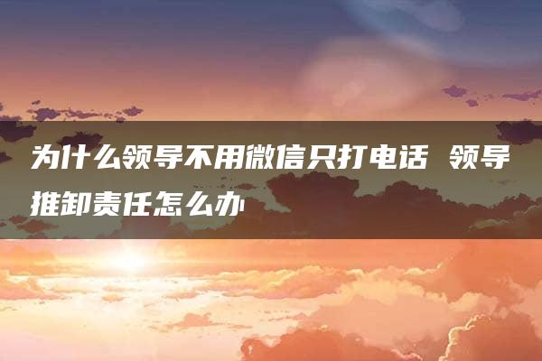 为什么领导不用微信只打电话 领导推卸责任怎么办