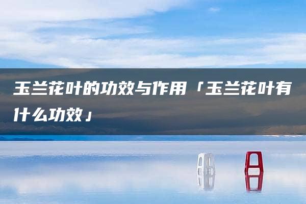 玉兰花叶的功效与作用「玉兰花叶有什么功效」