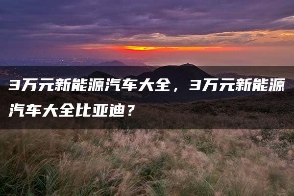 3万元新能源汽车大全，3万元新能源汽车大全比亚迪？