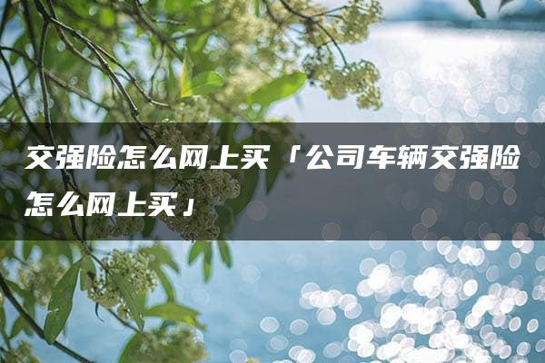 交强险怎么网上买「公司车辆交强险怎么网上买」