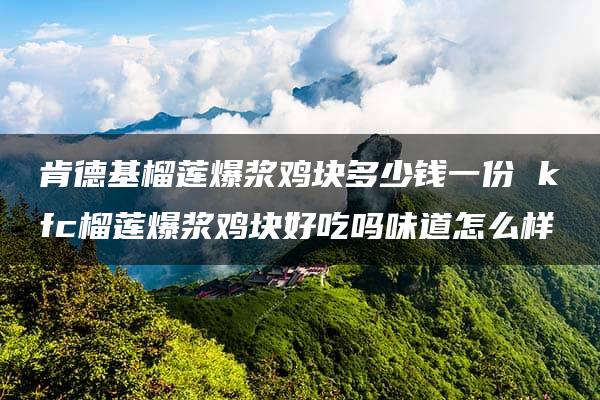 肯德基榴莲爆浆鸡块多少钱一份 kfc榴莲爆浆鸡块好吃吗味道怎么样