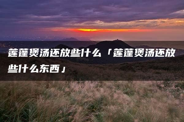 莲蓬煲汤还放些什么「莲蓬煲汤还放些什么东西」