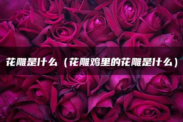 花雕是什么（花雕鸡里的花雕是什么）