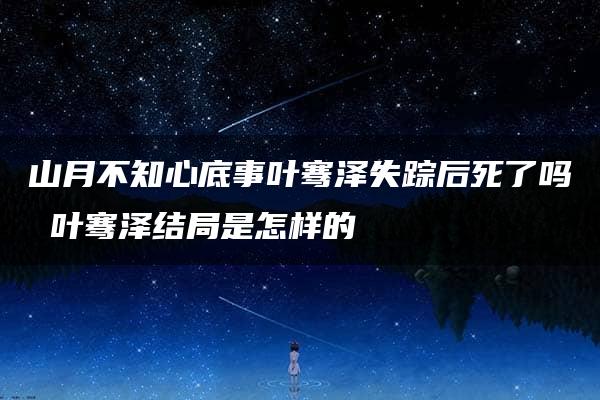 山月不知心底事叶骞泽失踪后死了吗 叶骞泽结局是怎样的