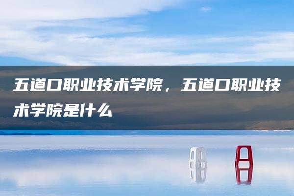 五道口职业技术学院，五道口职业技术学院是什么