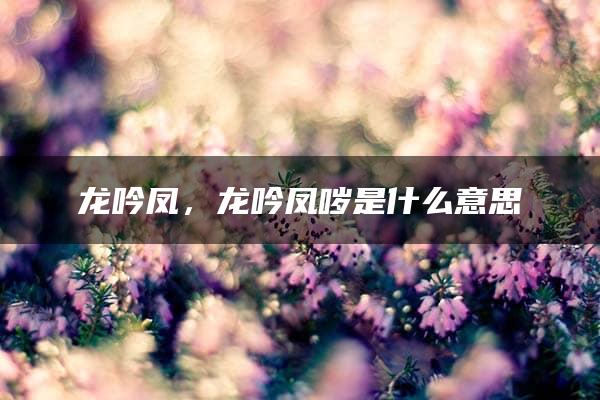 龙吟凤，龙吟凤哕是什么意思