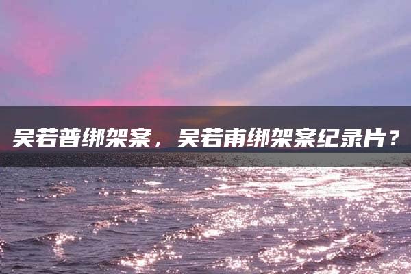 吴若普绑架案，吴若甫绑架案纪录片？