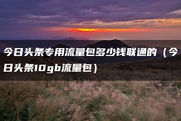 今日头条专用流量包多少钱联通的（今日头条10gb流量包）