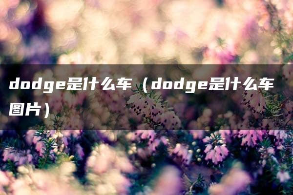 dodge是什么车（dodge是什么车 图片）