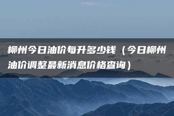 柳州今日油价每升多少钱（今日柳州油价调整最新消息价格查询）