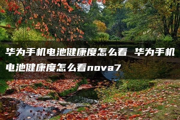 华为手机电池健康度怎么看 华为手机电池健康度怎么看nova7