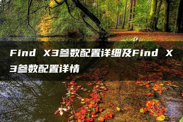 Find X3参数配置详细及Find X3参数配置详情