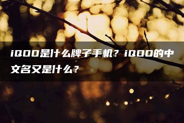 iQOO是什么牌子手机？iQOO的中文名又是什么？