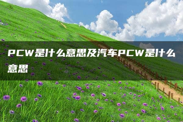 PCW是什么意思及汽车PCW是什么意思