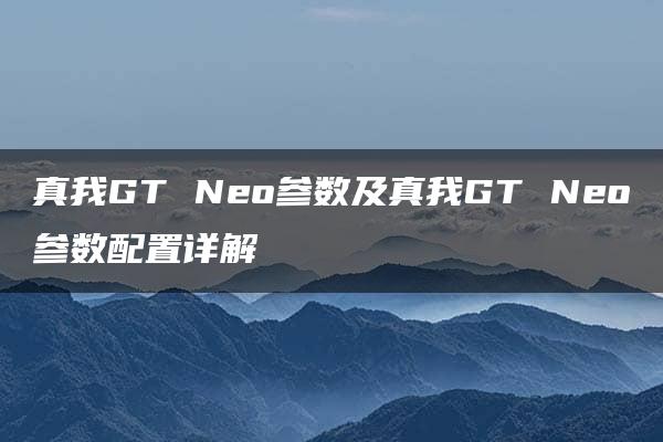 真我GT Neo参数及真我GT Neo参数配置详解