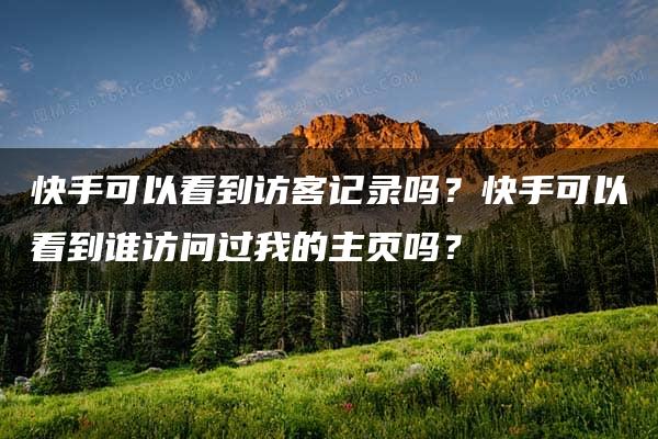 快手可以看到访客记录吗？快手可以看到谁访问过我的主页吗？