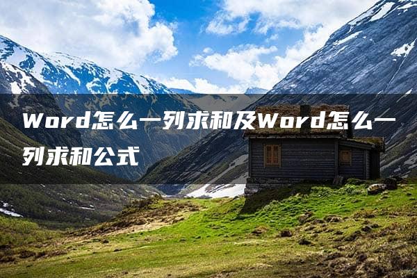 Word怎么一列求和及Word怎么一列求和公式