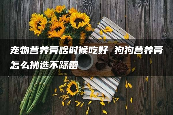 宠物营养膏啥时候吃好 狗狗营养膏怎么挑选不踩雷