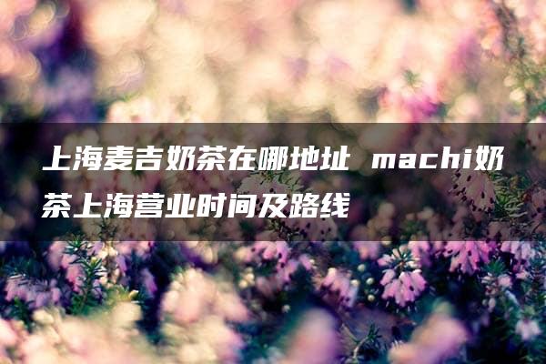 上海麦吉奶茶在哪地址 machi奶茶上海营业时间及路线