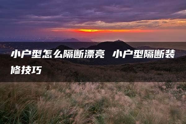 小户型怎么隔断漂亮 小户型隔断装修技巧