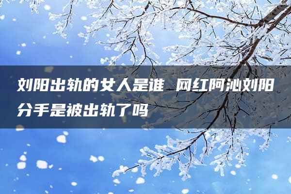 刘阳出轨的女人是谁 网红阿沁刘阳分手是被出轨了吗