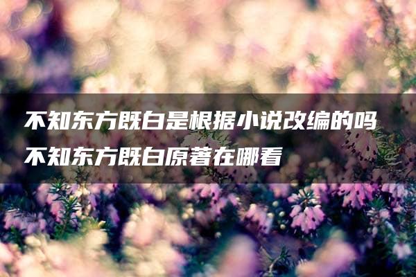 不知东方既白是根据小说改编的吗 不知东方既白原著在哪看