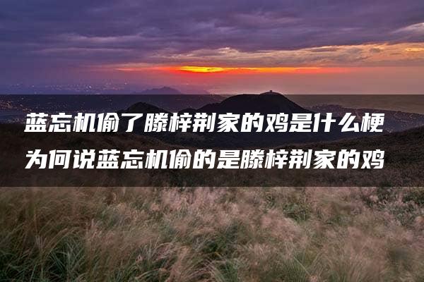 蓝忘机偷了滕梓荆家的鸡是什么梗 为何说蓝忘机偷的是滕梓荆家的鸡