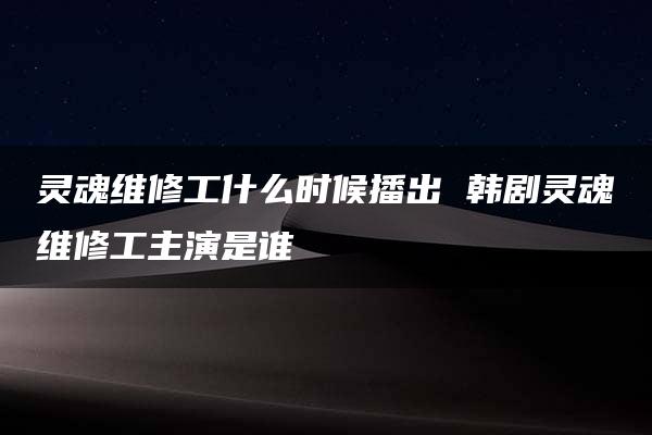 灵魂维修工什么时候播出 韩剧灵魂维修工主演是谁