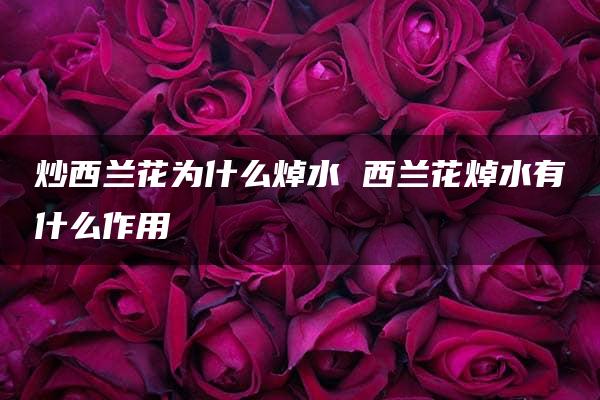 炒西兰花为什么焯水 西兰花焯水有什么作用