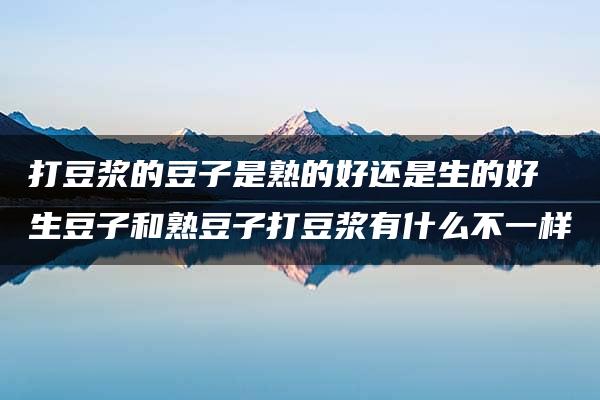 打豆浆的豆子是熟的好还是生的好 生豆子和熟豆子打豆浆有什么不一样