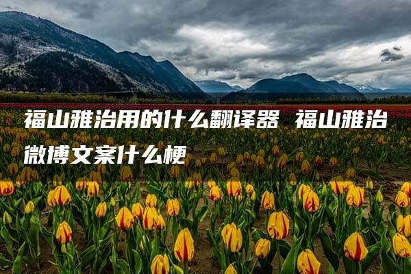 福山雅治用的什么翻译器 福山雅治微博文案什么梗