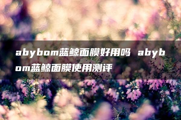 abybom蓝鲸面膜好用吗 abybom蓝鲸面膜使用测评