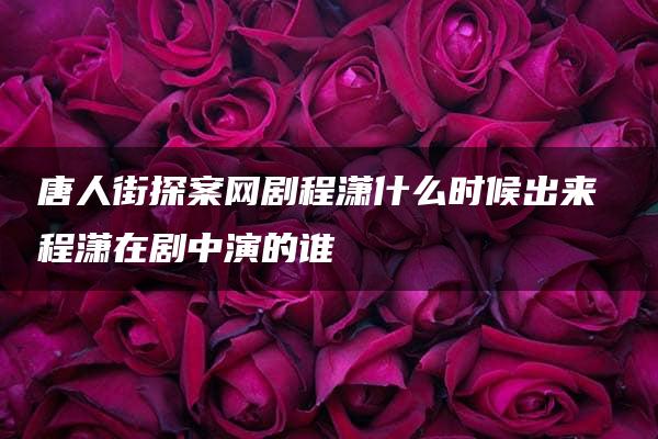 唐人街探案网剧程潇什么时候出来 程潇在剧中演的谁