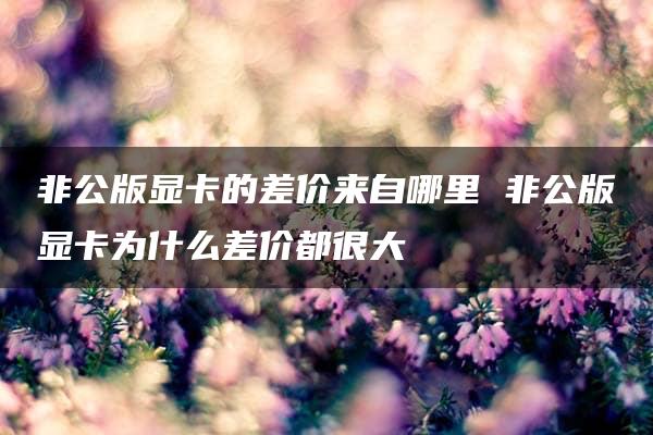 非公版显卡的差价来自哪里 非公版显卡为什么差价都很大