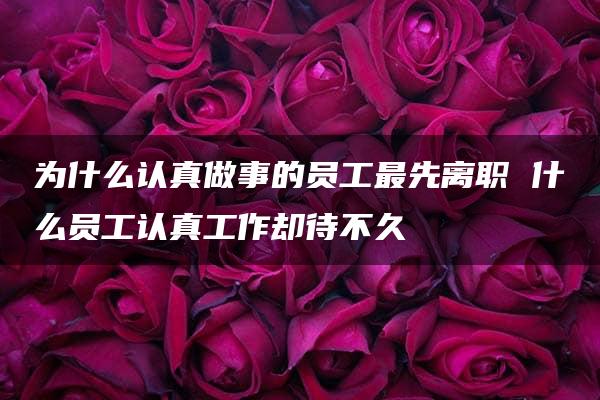 为什么认真做事的员工最先离职 什么员工认真工作却待不久