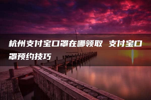 杭州支付宝口罩在哪领取 支付宝口罩预约技巧