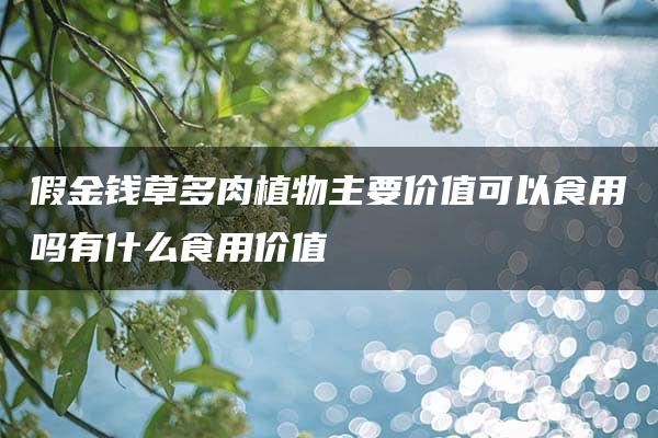 假金钱草多肉植物主要价值可以食用吗有什么食用价值