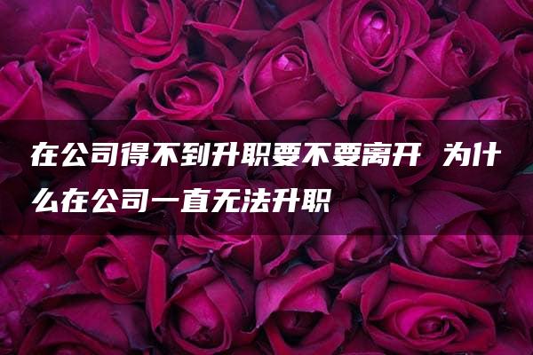 在公司得不到升职要不要离开 为什么在公司一直无法升职