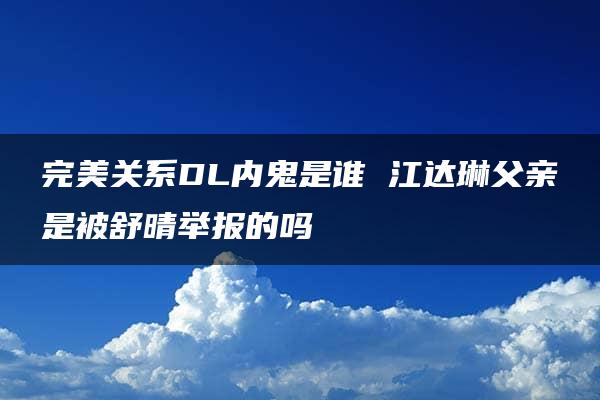 完美关系DL内鬼是谁 江达琳父亲是被舒晴举报的吗