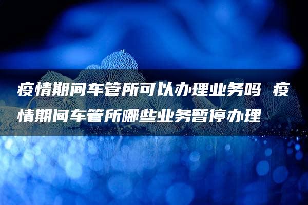 疫情期间车管所可以办理业务吗 疫情期间车管所哪些业务暂停办理