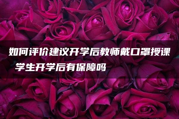 如何评价建议开学后教师戴口罩授课 学生开学后有保障吗