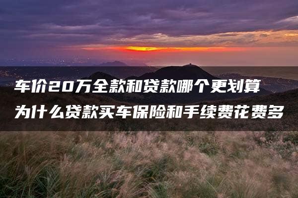 车价20万全款和贷款哪个更划算 为什么贷款买车保险和手续费花费多