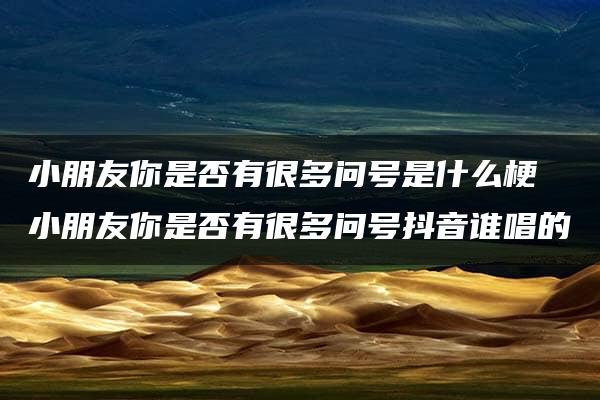 小朋友你是否有很多问号是什么梗 小朋友你是否有很多问号抖音谁唱的