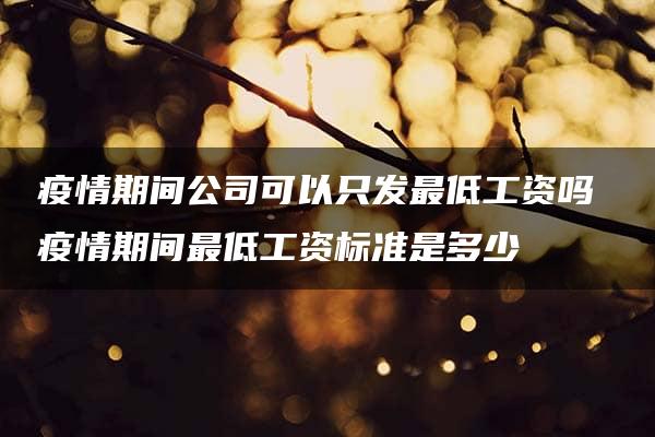 疫情期间公司可以只发最低工资吗 疫情期间最低工资标准是多少