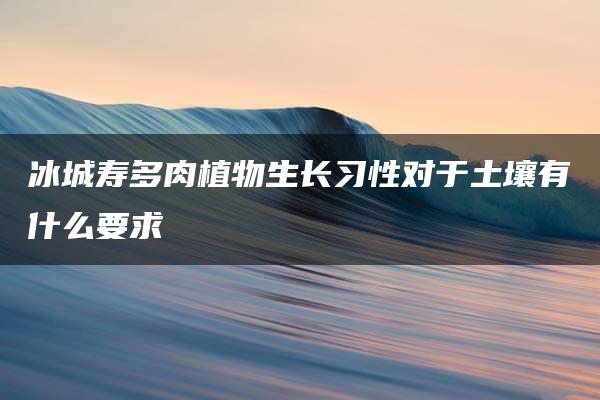 冰城寿多肉植物生长习性对于土壤有什么要求