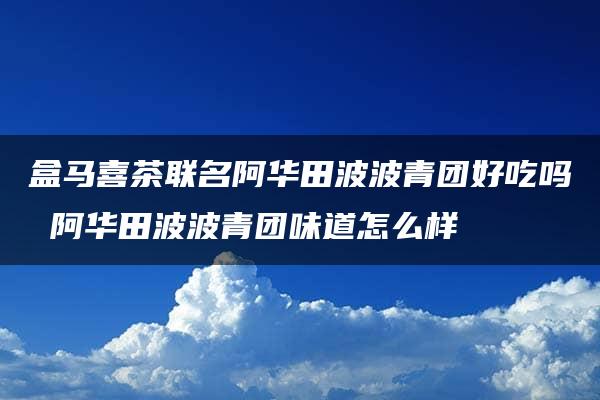 盒马喜茶联名阿华田波波青团好吃吗 阿华田波波青团味道怎么样