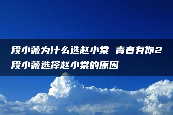 段小薇为什么选赵小棠 青春有你2段小薇选择赵小棠的原因