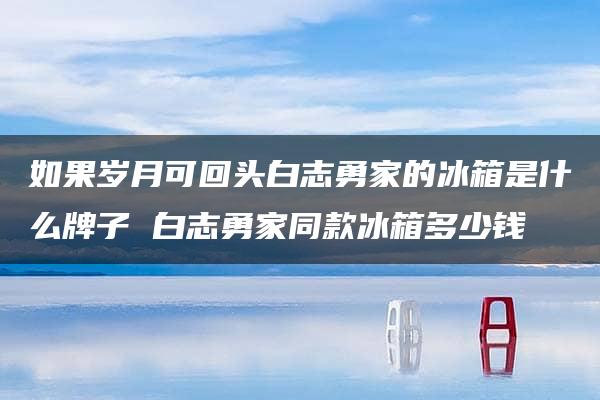 如果岁月可回头白志勇家的冰箱是什么牌子 白志勇家同款冰箱多少钱