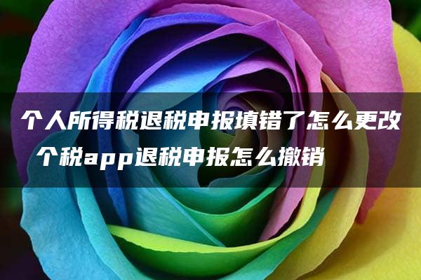 个人所得税退税申报填错了怎么更改 个税app退税申报怎么撤销